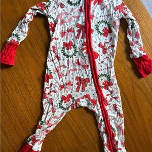 Holiday Bow and Wreath Romper Pajamas